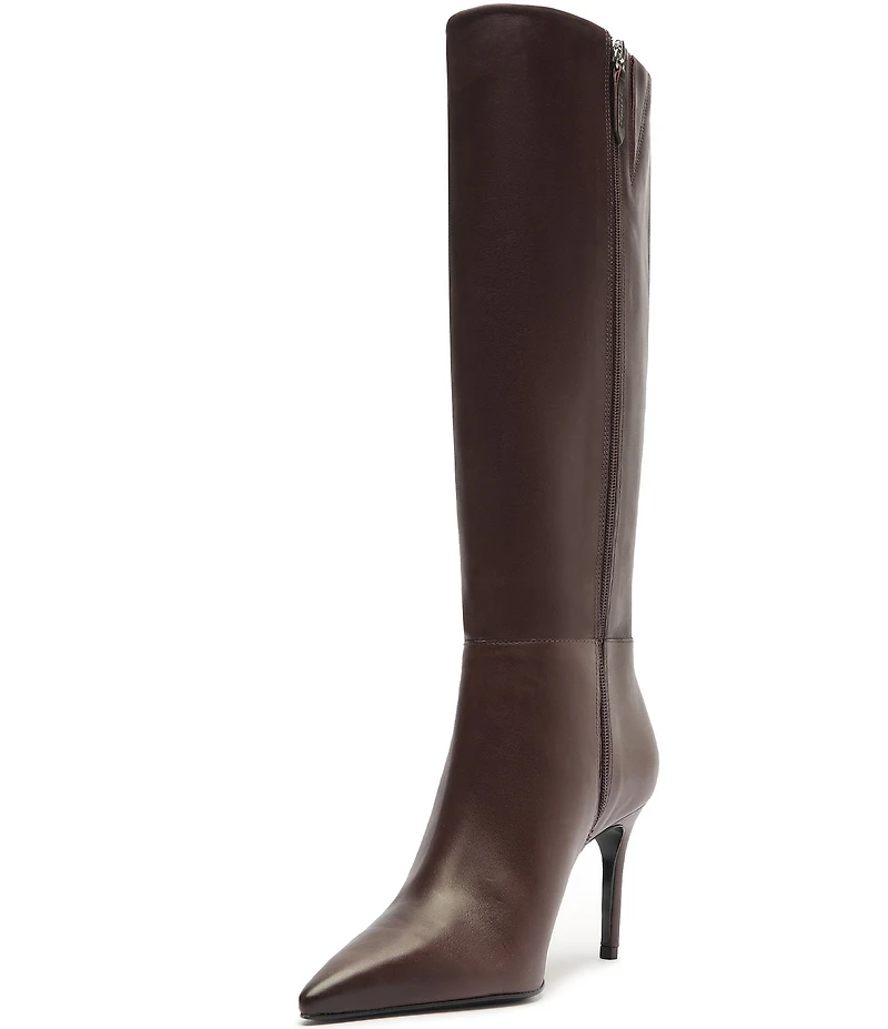 Schutz Mikki Up Leather Stiletto Tall Boots