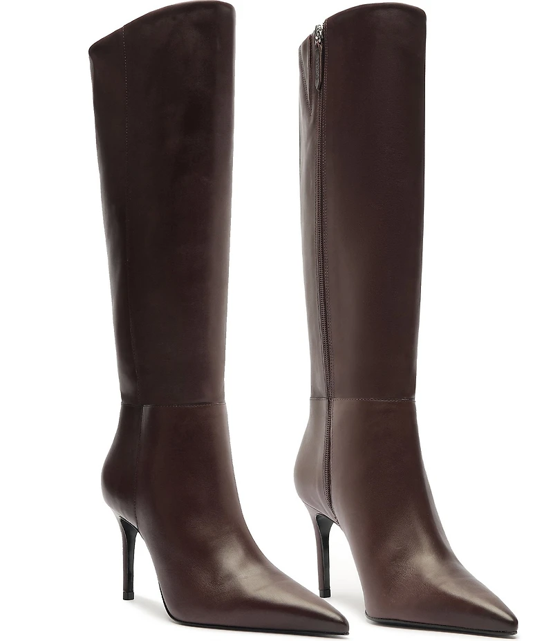 Schutz Mikki Up Leather Stiletto Tall Boots