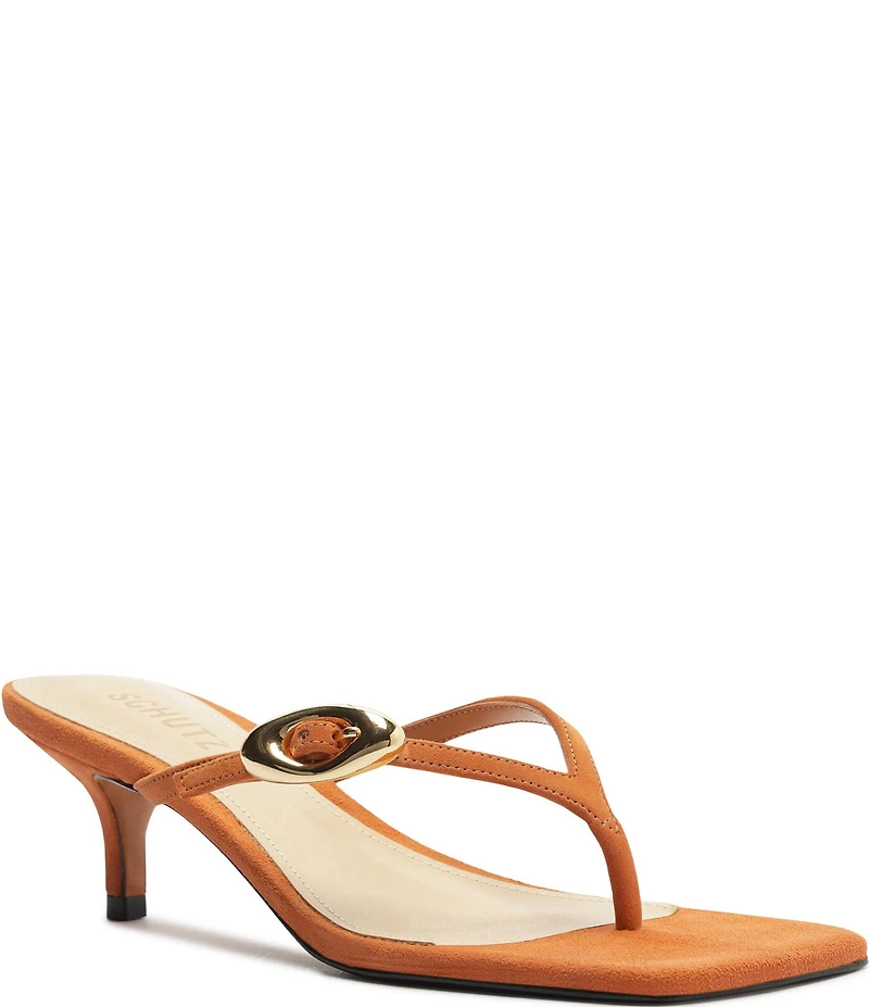 Schutz Miriam Nubuck Suede Thong Dress Sandals