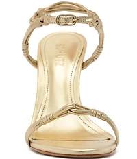 Schutz Nara Metallic Leather Dress Sandals