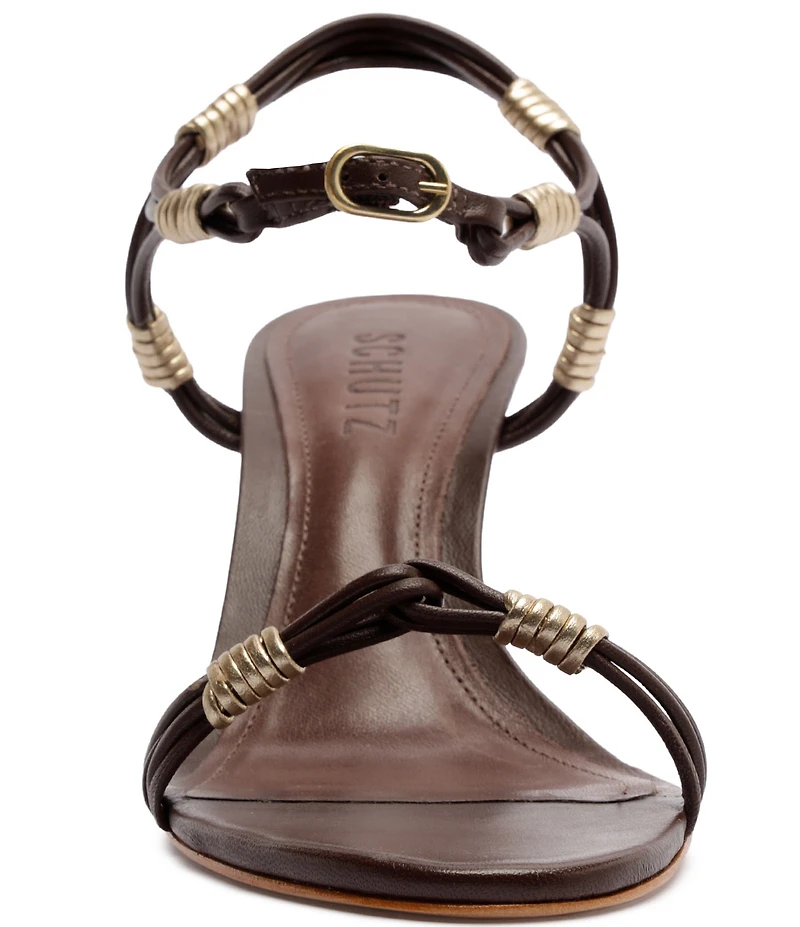 Schutz Nara Leather Mid Heel Dress Sandals