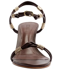 Schutz Nara Leather Mid Heel Dress Sandals