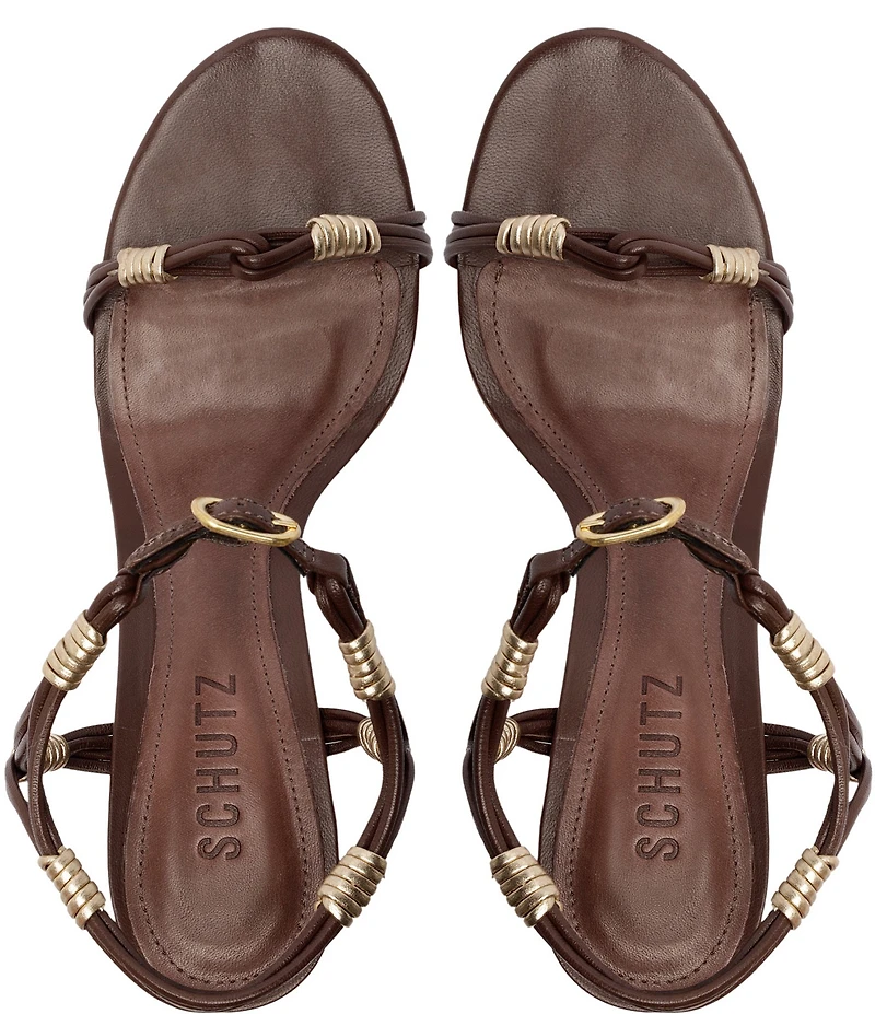 Schutz Nara Leather Mid Heel Dress Sandals