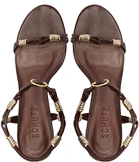 Schutz Nara Leather Mid Heel Dress Sandals