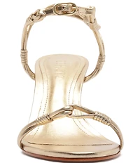 Schutz Nara Mid Metallic Leather Dress Sandals