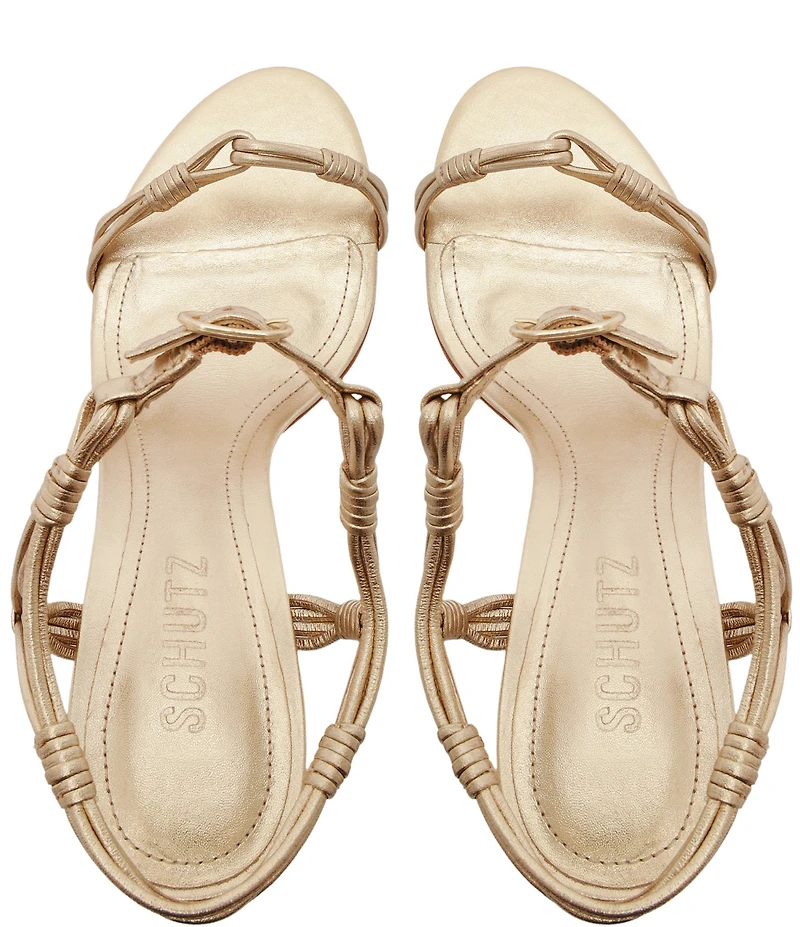 Schutz Nara Mid Metallic Leather Dress Sandals