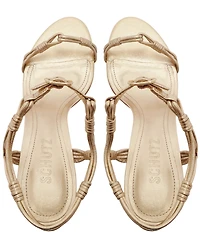 Schutz Nara Mid Metallic Leather Dress Sandals