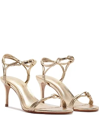Schutz Nara Mid Metallic Leather Dress Sandals