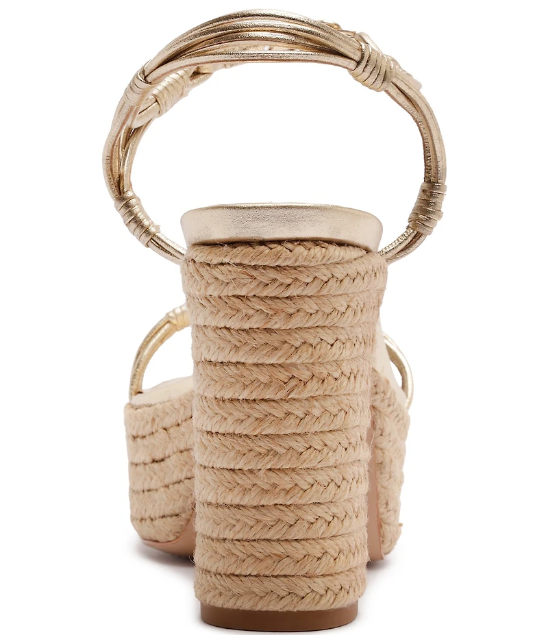 Schutz Nara Platform Metallic Leather Block Heel Espadrille Sandals