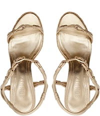 Schutz Nara Platform Metallic Leather Block Heel Espadrille Sandals