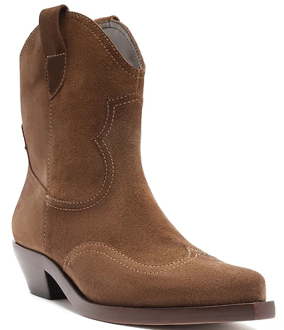 Schutz Nash Suede Pointed Toe Western Booties
