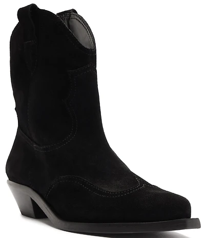 Schutz Nash Suede Pointed Toe Western Booties