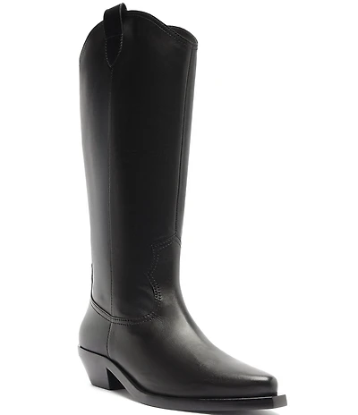 Schutz Nash Up Leather Pointed Toe Tall Western Boots