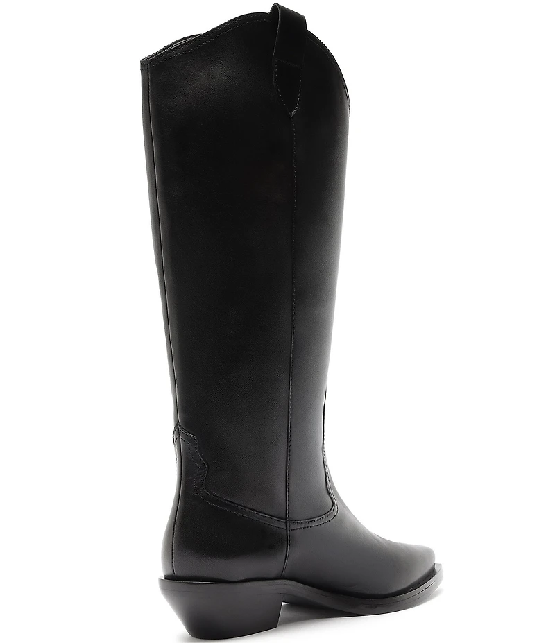 Schutz Nash Up Leather Pointed Toe Tall Western Boots