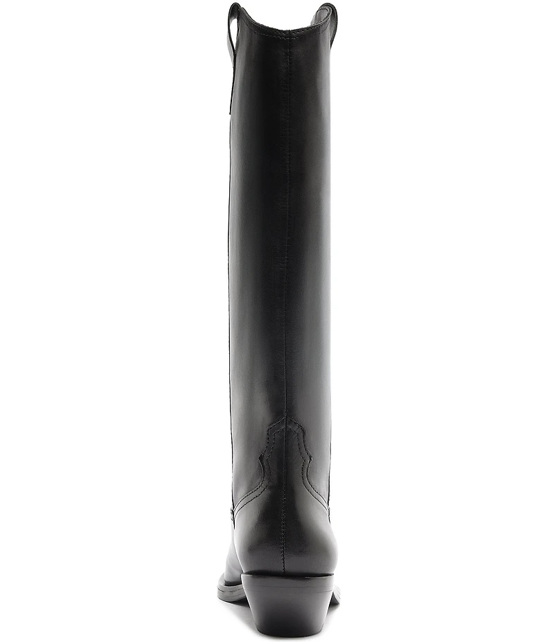Schutz Nash Up Leather Pointed Toe Tall Western Boots