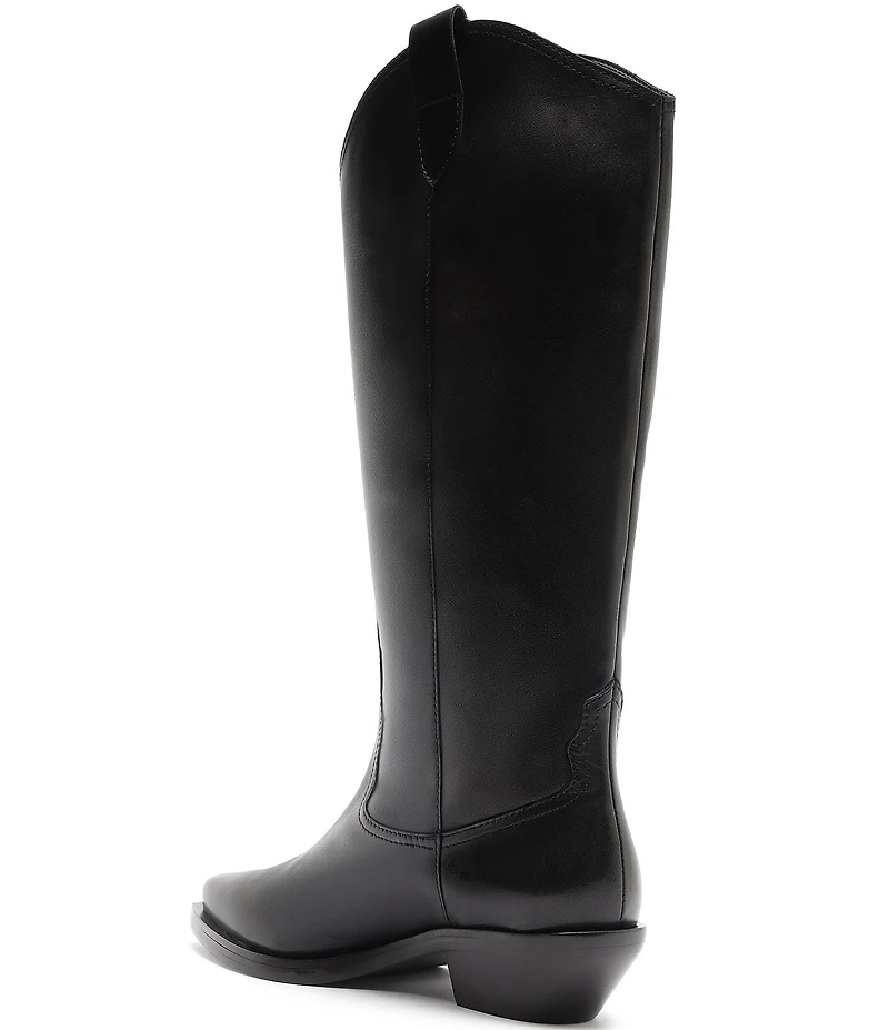 Schutz Nash Up Leather Pointed Toe Tall Western Boots
