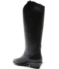 Schutz Nash Up Leather Pointed Toe Tall Western Boots