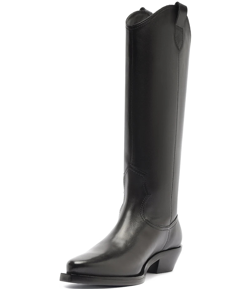 Schutz Nash Up Leather Pointed Toe Tall Western Boots
