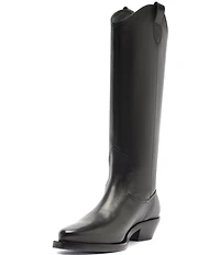 Schutz Nash Up Leather Pointed Toe Tall Western Boots