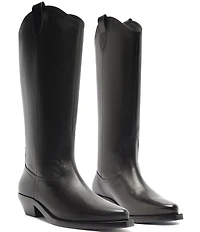 Schutz Nash Up Leather Pointed Toe Tall Western Boots