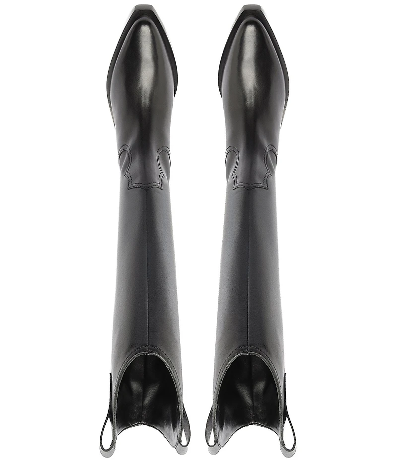 Schutz Nash Up Leather Pointed Toe Tall Western Boots