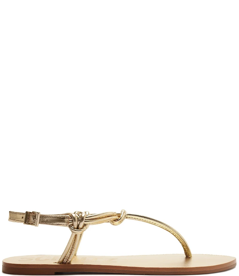 Schutz Nina Metallic Thong Flat Sandals