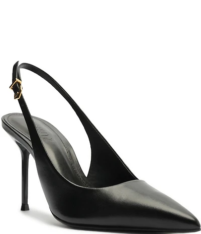 Schutz Paola Leather Pointed Toe Slingback High Heel Pumps