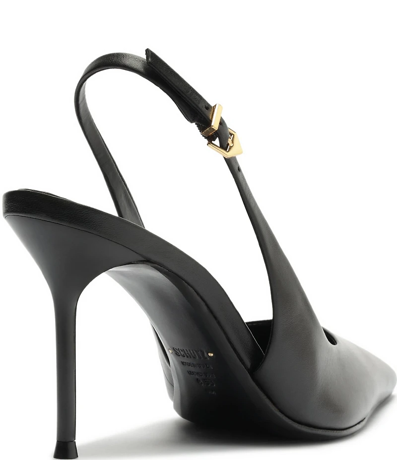 Schutz Paola Leather Pointed Toe Slingback High Heel Pumps
