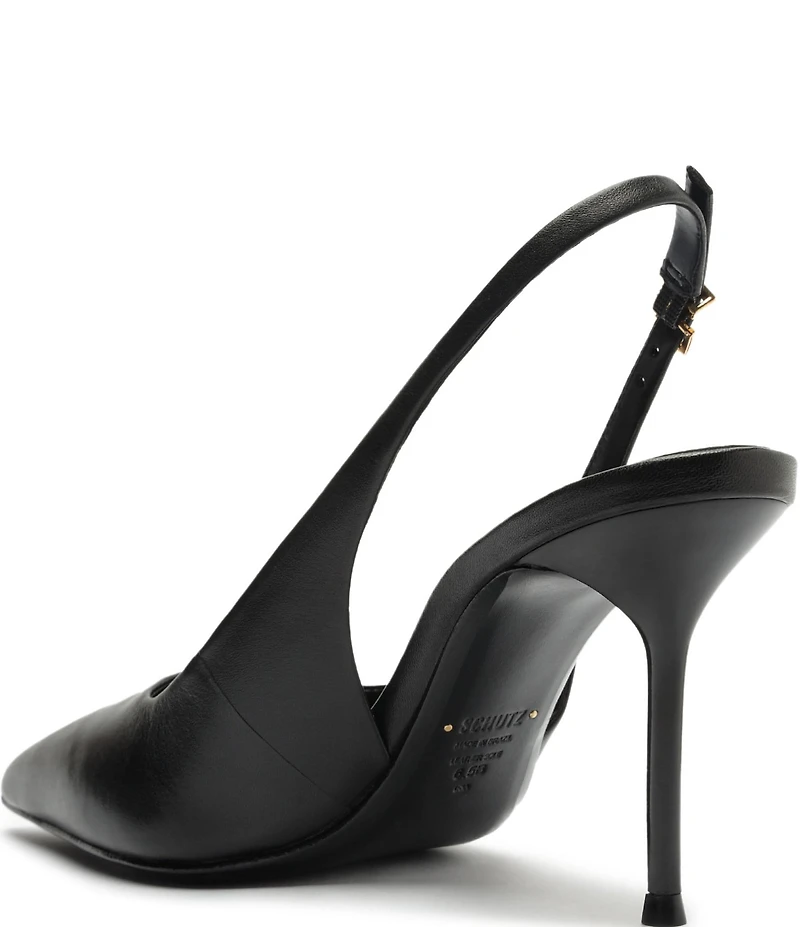 Schutz Paola Leather Pointed Toe Slingback High Heel Pumps