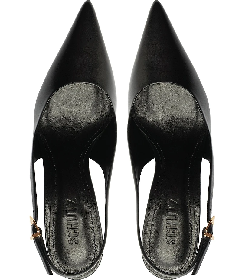 Schutz Paola Leather Pointed Toe Slingback High Heel Pumps