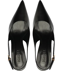 Schutz Paola Leather Pointed Toe Slingback High Heel Pumps