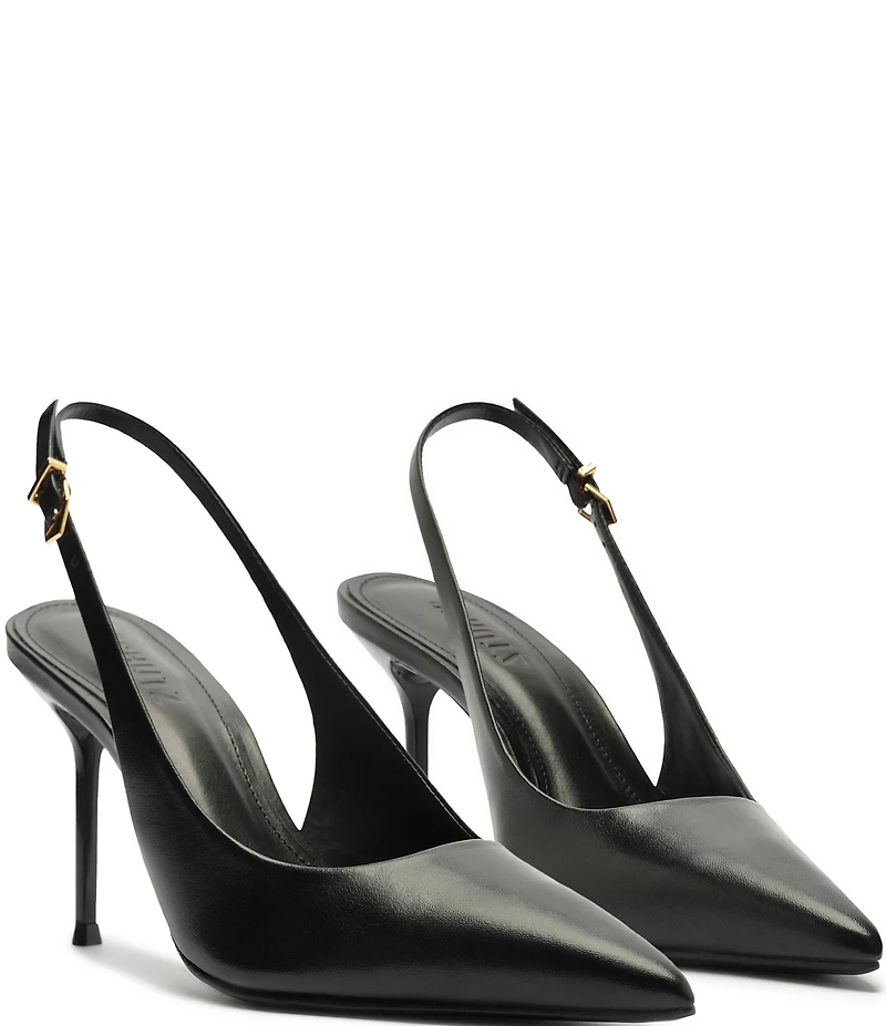 Schutz Paola Leather Pointed Toe Slingback High Heel Pumps