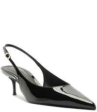 Schutz Paola Mid Patent Leather Pointed Toe Slingback Pumps