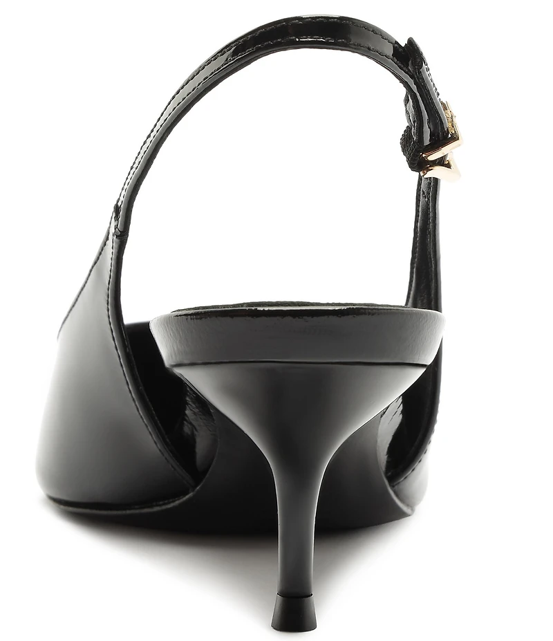 Schutz Paola Mid Patent Leather Pointed Toe Slingback Pumps