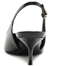 Schutz Paola Mid Patent Leather Pointed Toe Slingback Pumps