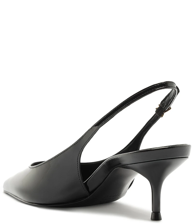 Schutz Paola Mid Patent Leather Pointed Toe Slingback Pumps