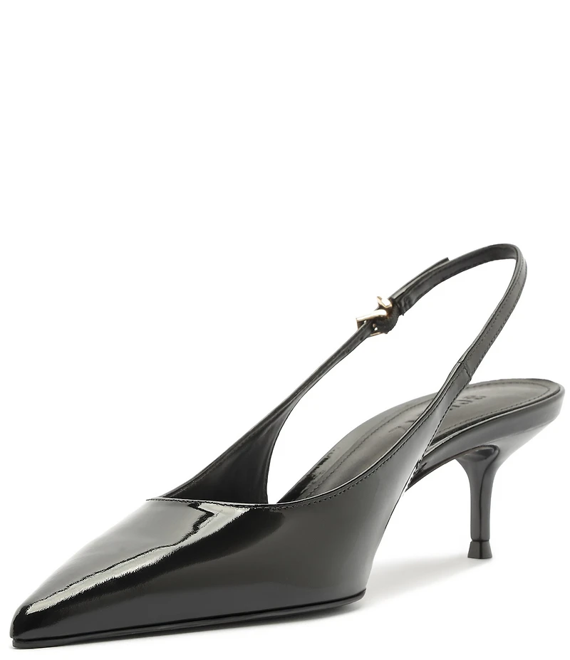 Schutz Paola Mid Patent Leather Pointed Toe Slingback Pumps