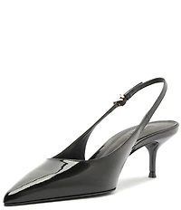 Schutz Paola Mid Patent Leather Pointed Toe Slingback Pumps