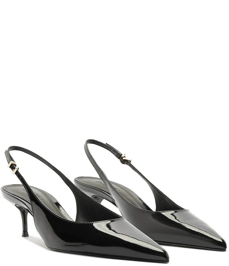 Schutz Paola Mid Patent Leather Pointed Toe Slingback Pumps