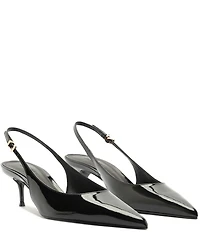 Schutz Paola Mid Patent Leather Pointed Toe Slingback Pumps