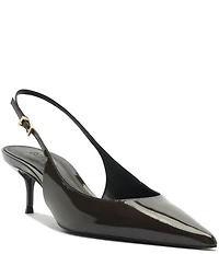 Schutz Paola Mid Patent Leather Pointed Toe Slingback Pumps