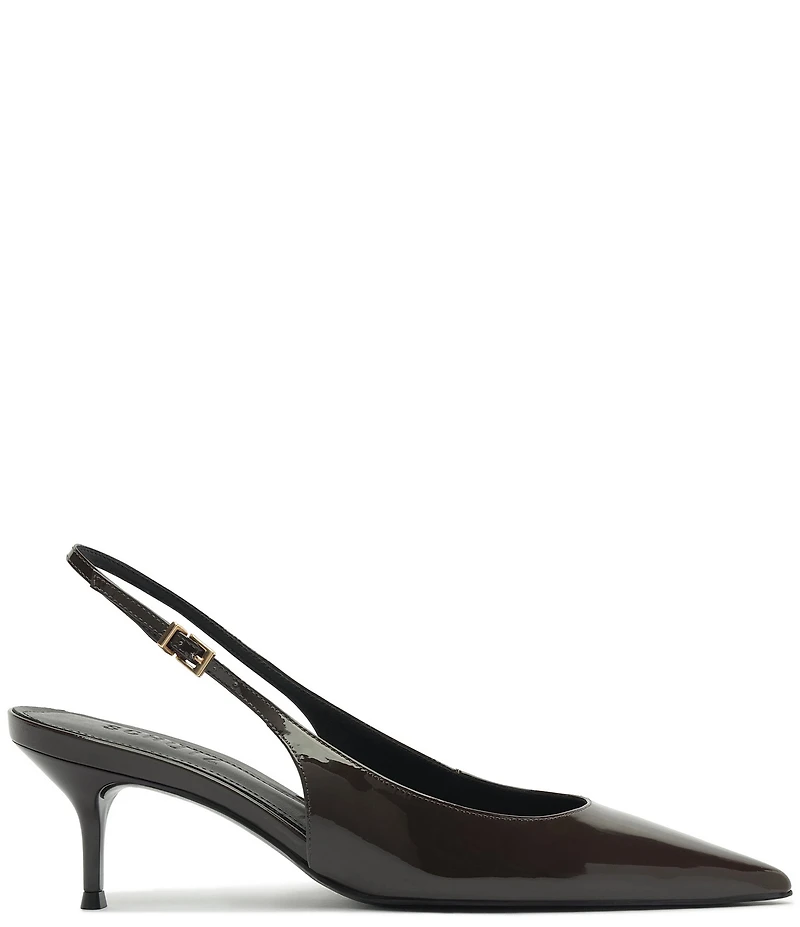 Schutz Paola Mid Patent Leather Pointed Toe Slingback Pumps