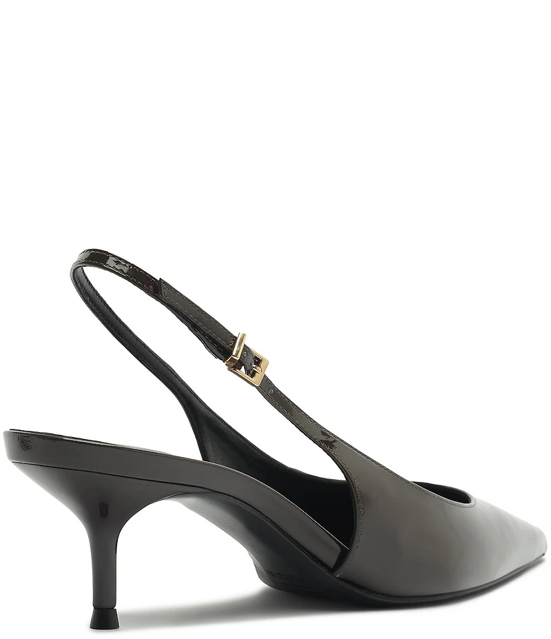 Schutz Paola Mid Patent Leather Pointed Toe Slingback Pumps