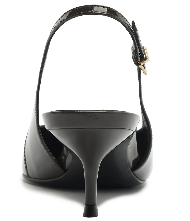 Schutz Paola Mid Patent Leather Pointed Toe Slingback Pumps