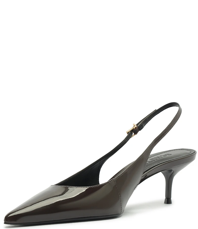 Schutz Paola Mid Patent Leather Pointed Toe Slingback Pumps