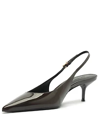 Schutz Paola Mid Patent Leather Pointed Toe Slingback Pumps