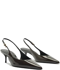 Schutz Paola Mid Patent Leather Pointed Toe Slingback Pumps