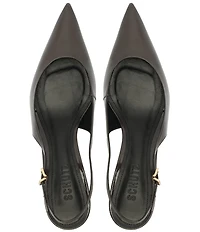 Schutz Paola Mid Patent Leather Pointed Toe Slingback Pumps