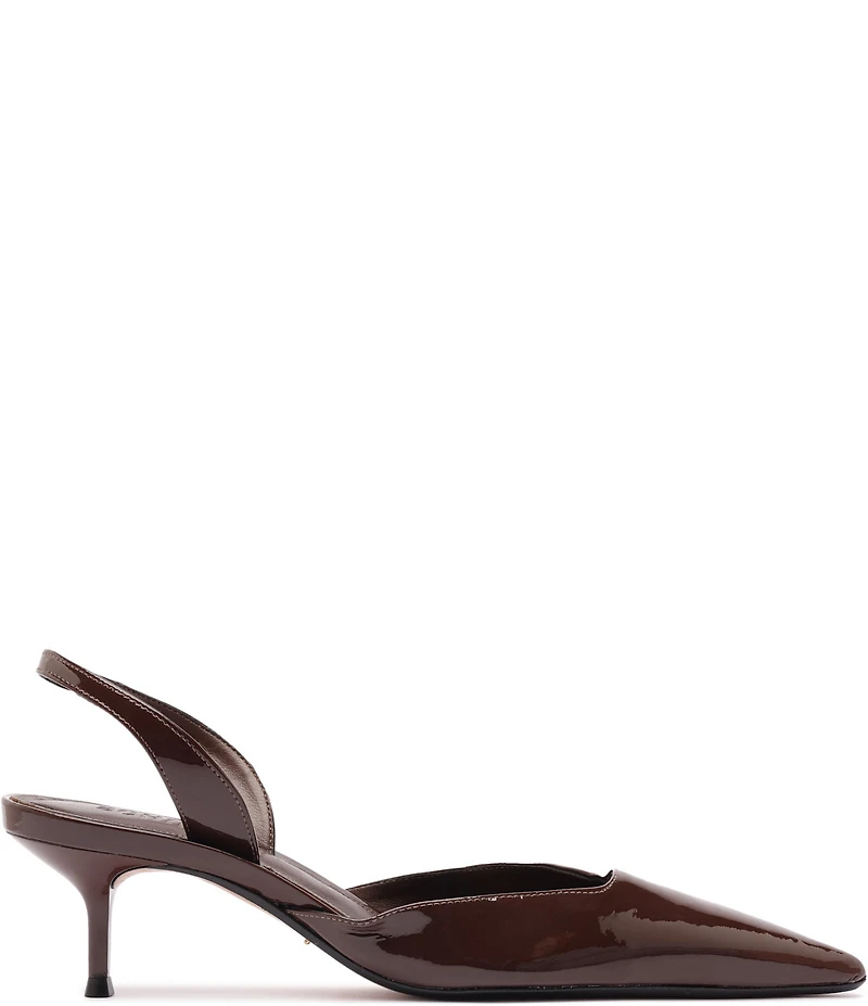 Schutz Paola Patent Leather Pointed Toe Mid Stiletto Pumps