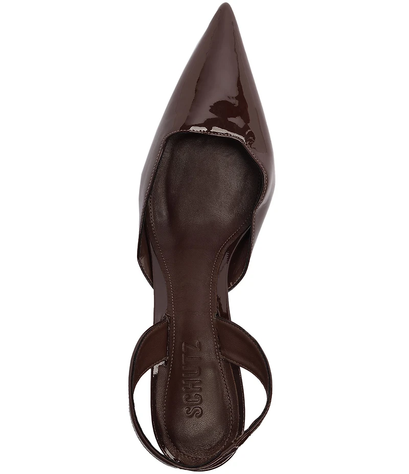 Schutz Paola Patent Leather Pointed Toe Mid Stiletto Pumps